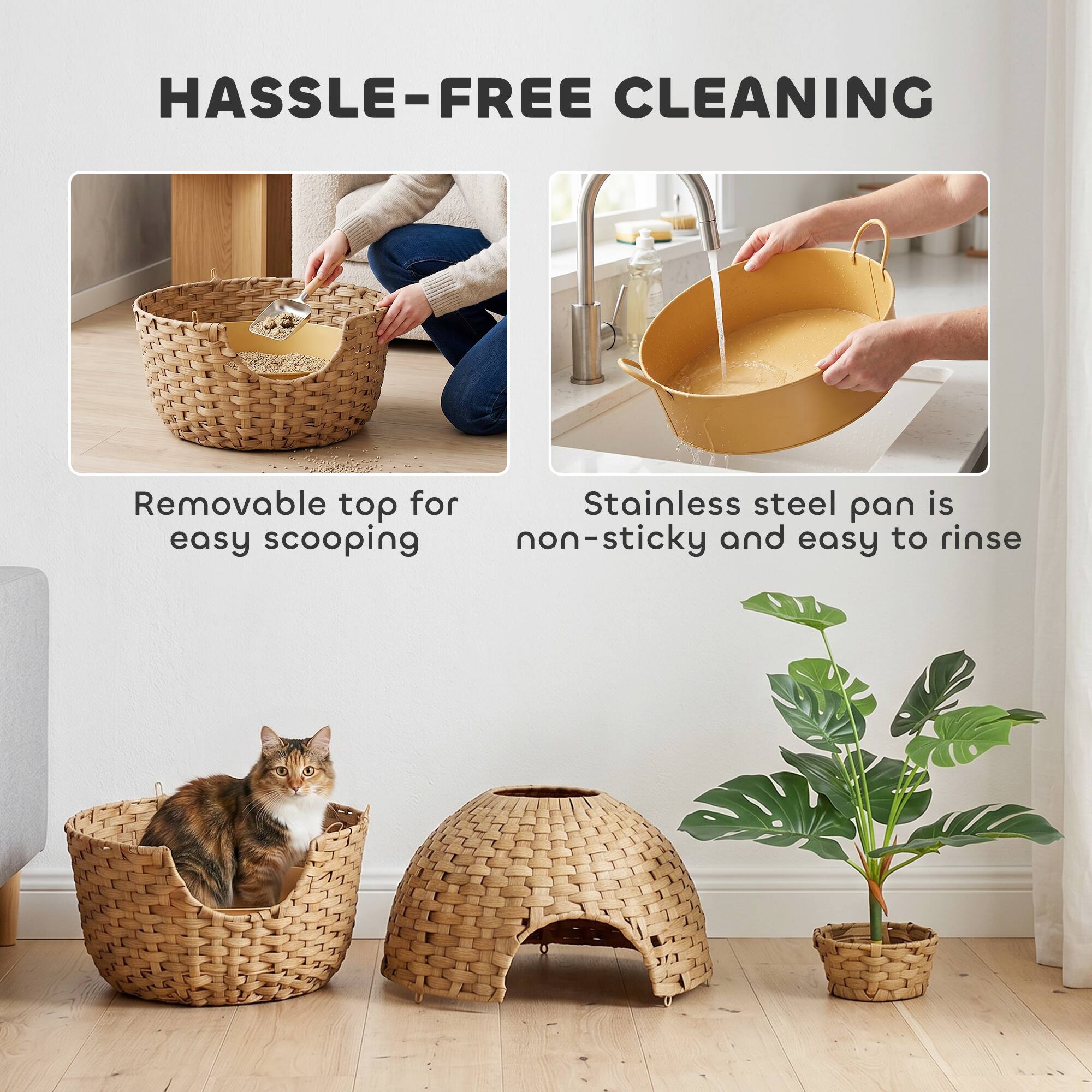 HASSLE-FREE CLEANING

Removable top for easy scooping

Stainless steel pan is non-sticky and easy to rinse