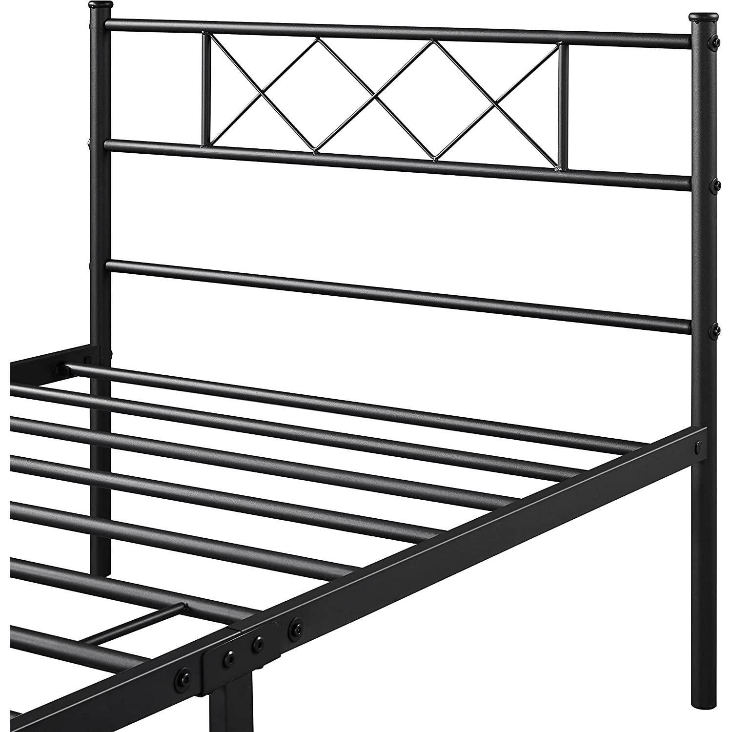 Left. Hivvago - Hivvago Twin Size Traditional Powder Coated Slatted Metal Platform Bed - Black.
