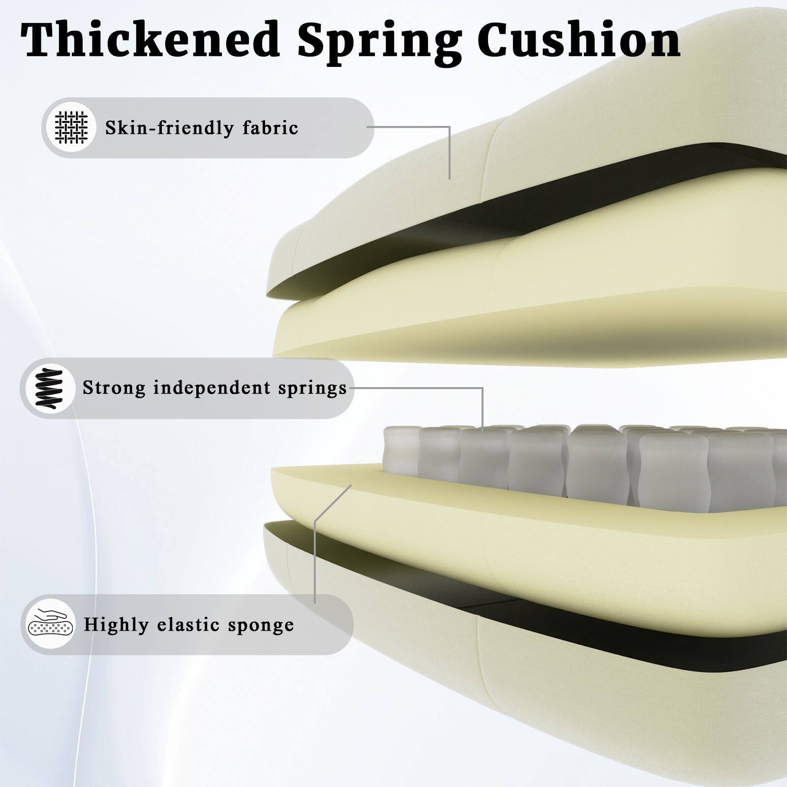 Thickened Spring Cushion

- Skin-friendly fabric
- Strong independent springs
- Highly elastic sponge