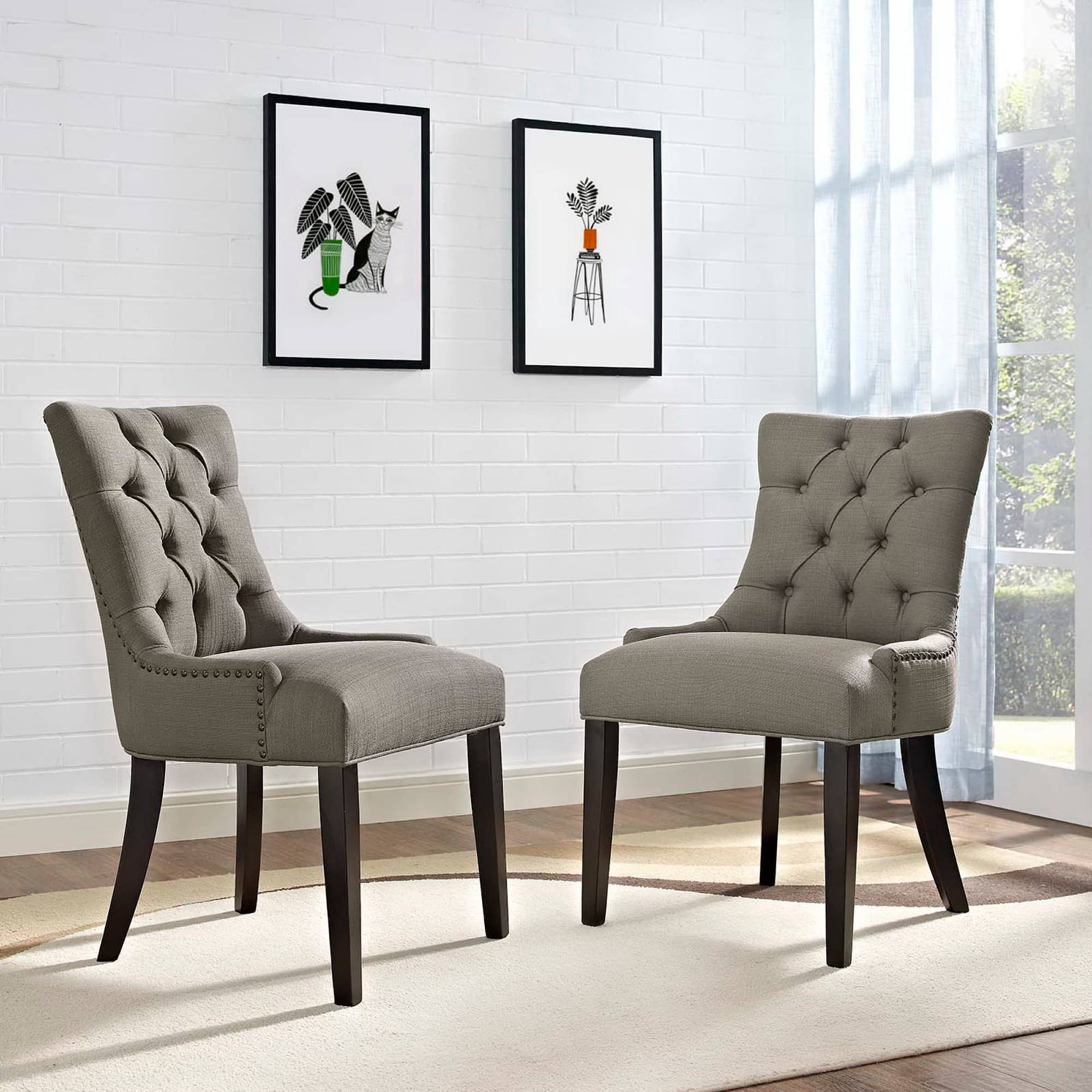 Regent Fabric Dining Side Chair Set of 2 by Modway - Granite