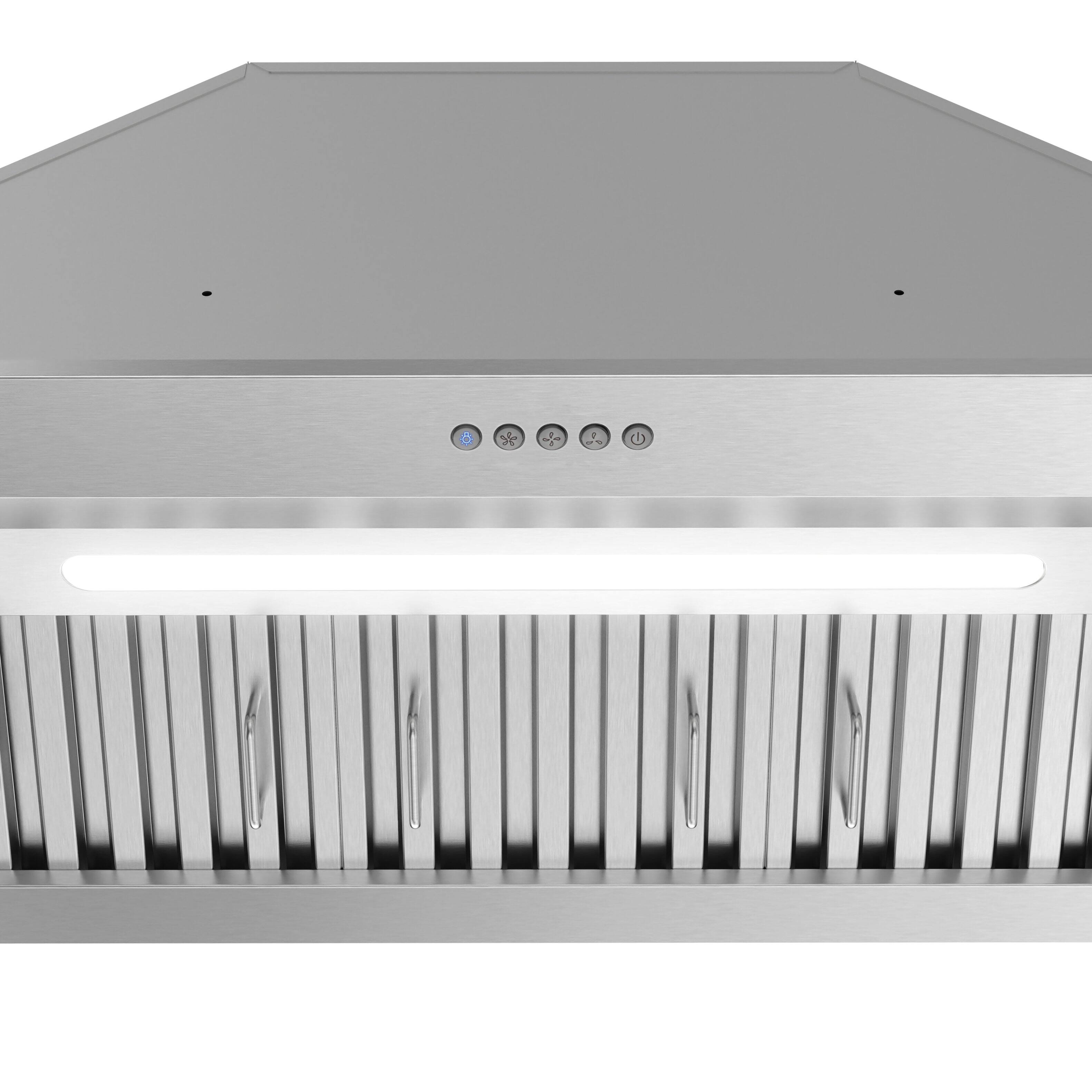 Alt View 6. Streamline - 34 in. Novara Ductless 350 CFM Range Hood, Baffle Filters, Electronic Button Control, LED Light - Brushed Stainless Steel.