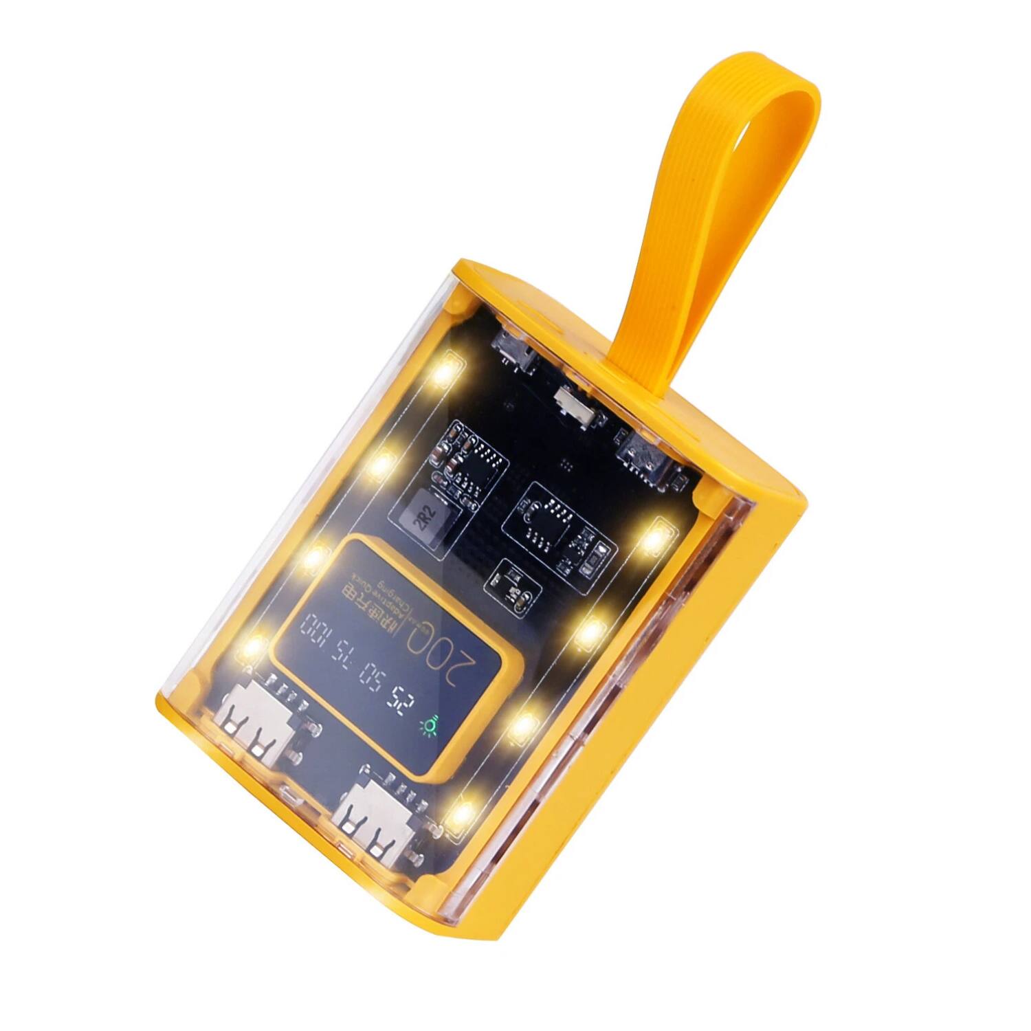 Home Collection - 20000mAh Portable Mini Power Bank with 3 Built-in Cables - Yellow