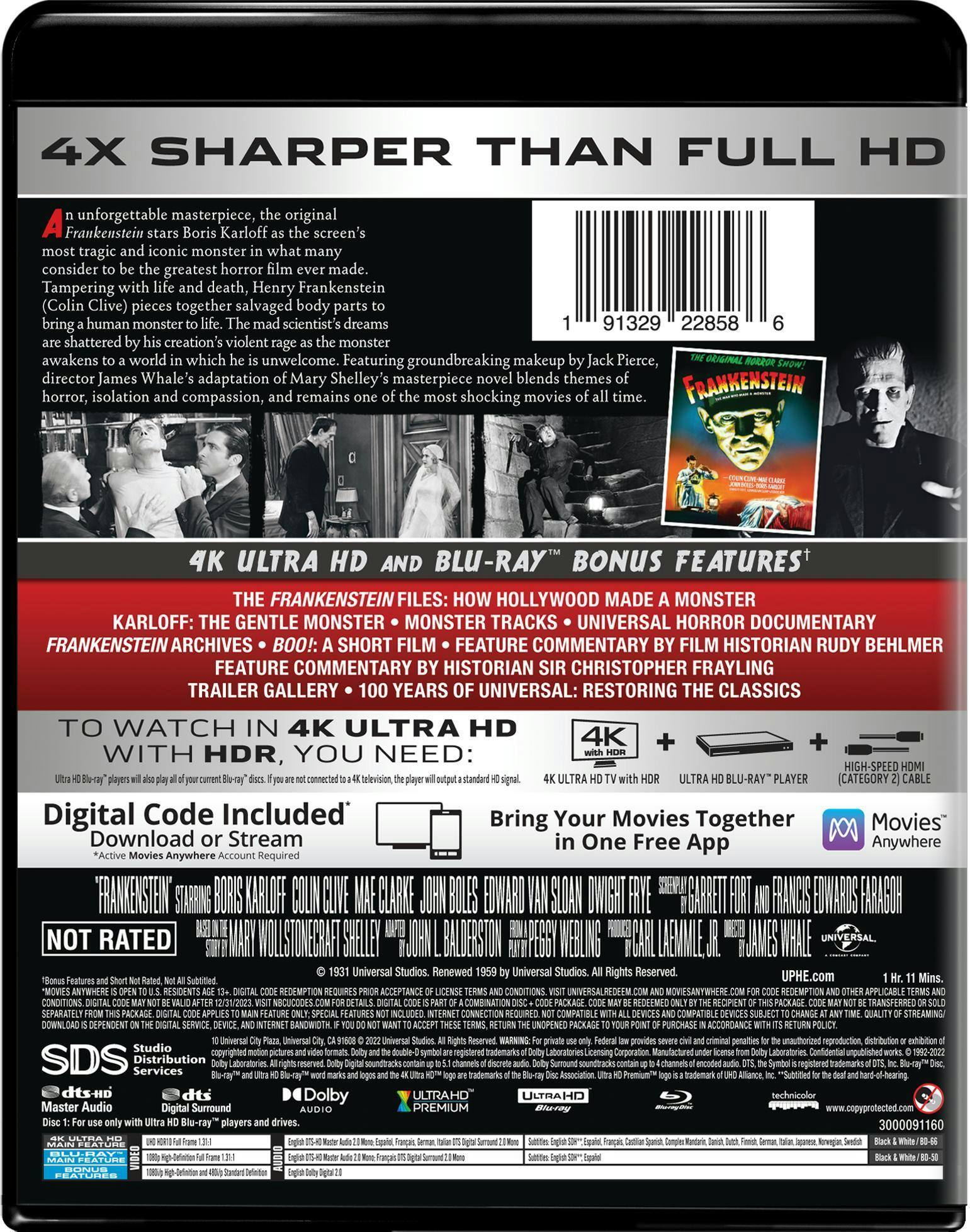 Back. Frankenstein   - 4K Blu-Ray.