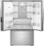 The text "SR00 1 N ONIDA VEGETABLES S RECCLANCS HL AMR" is not relevant to the image, which shows a refrigerator with its doors open and empty.