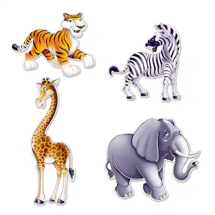 Front. The Beistle Company - Jungle Animal Cutouts (Pack of 12) - Multicolor.