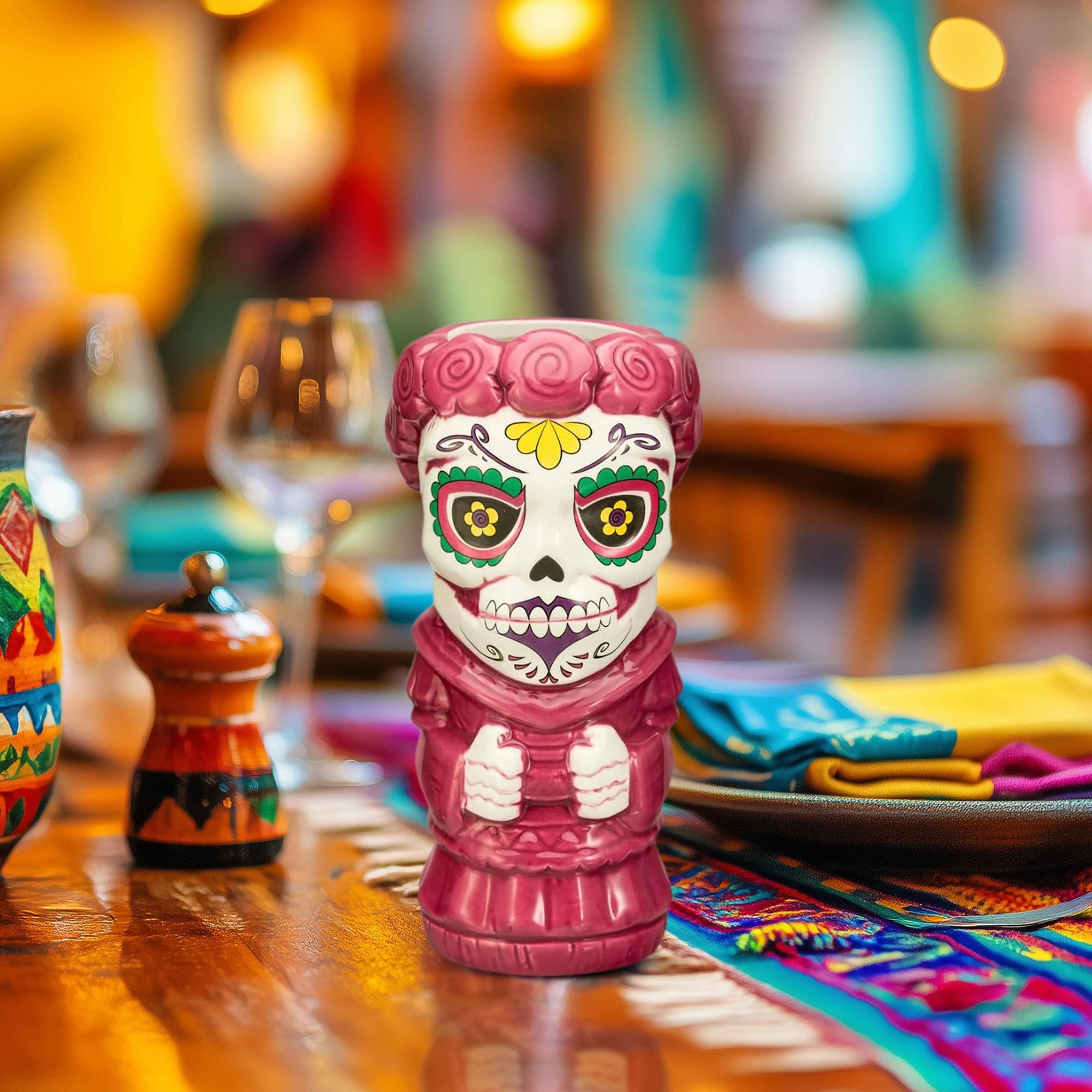 Alt View 1. Beeline Creative - Geeki Tiki Day Of The Dead Sugar Skull Woman 16 Ounce Ceramic Mug - Purple.