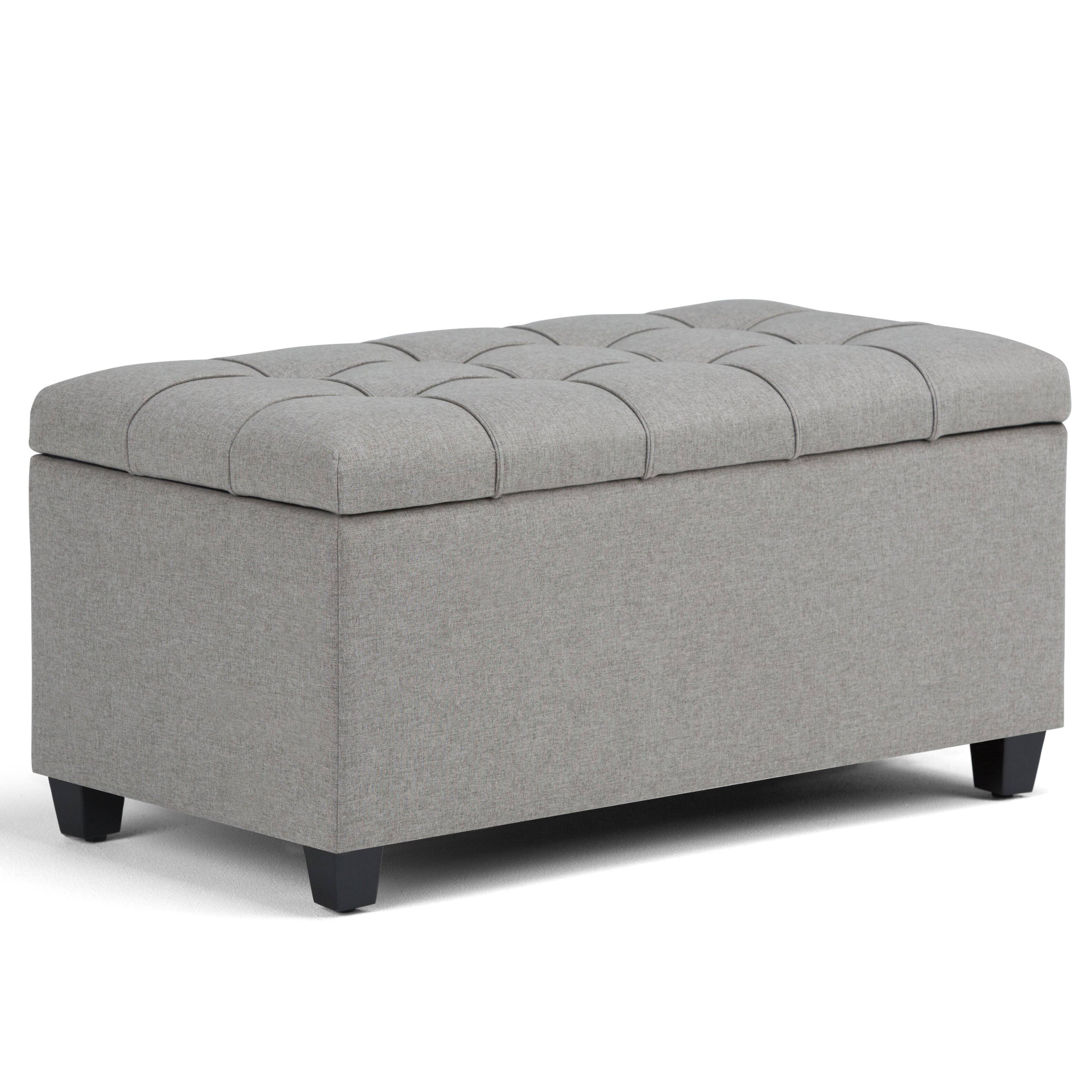Angle. Simpli Home - Sienna Storage Ottoman Bench - Dove Gray.