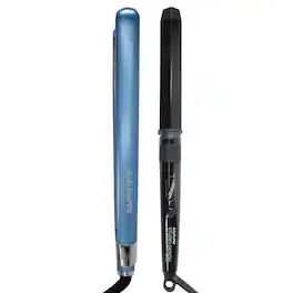 Babyliss - BaBylissPro Nano Titanium 1" Ultra-Sleek Flat Iron + Studio Design 1¼" Crimpcurl - Blue