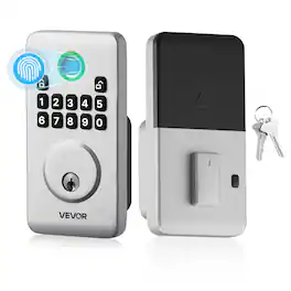 VEVOR - Fingerprint Door Lock, Electronic Biometric Deadbolt with Pioneering Easy-Grip Design, Auto Locking, One-Time Code - Silver