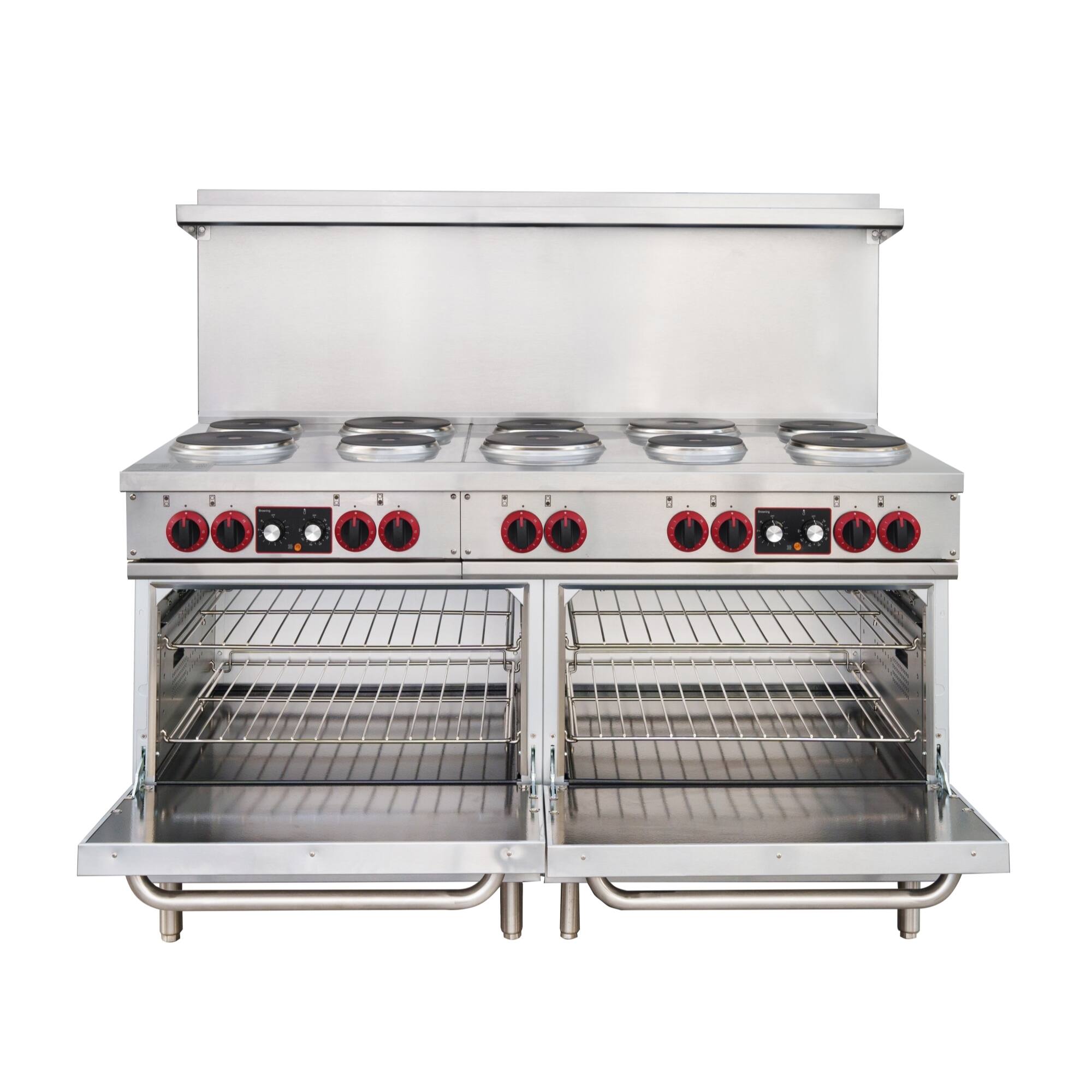 Alt View 3. Koolmore - 60 In. Commercial Electric Range with 10 Burners and 2 Standard Electric Ovens in Stainless Steel - 208V 3 Phase - Stainless-Steel.