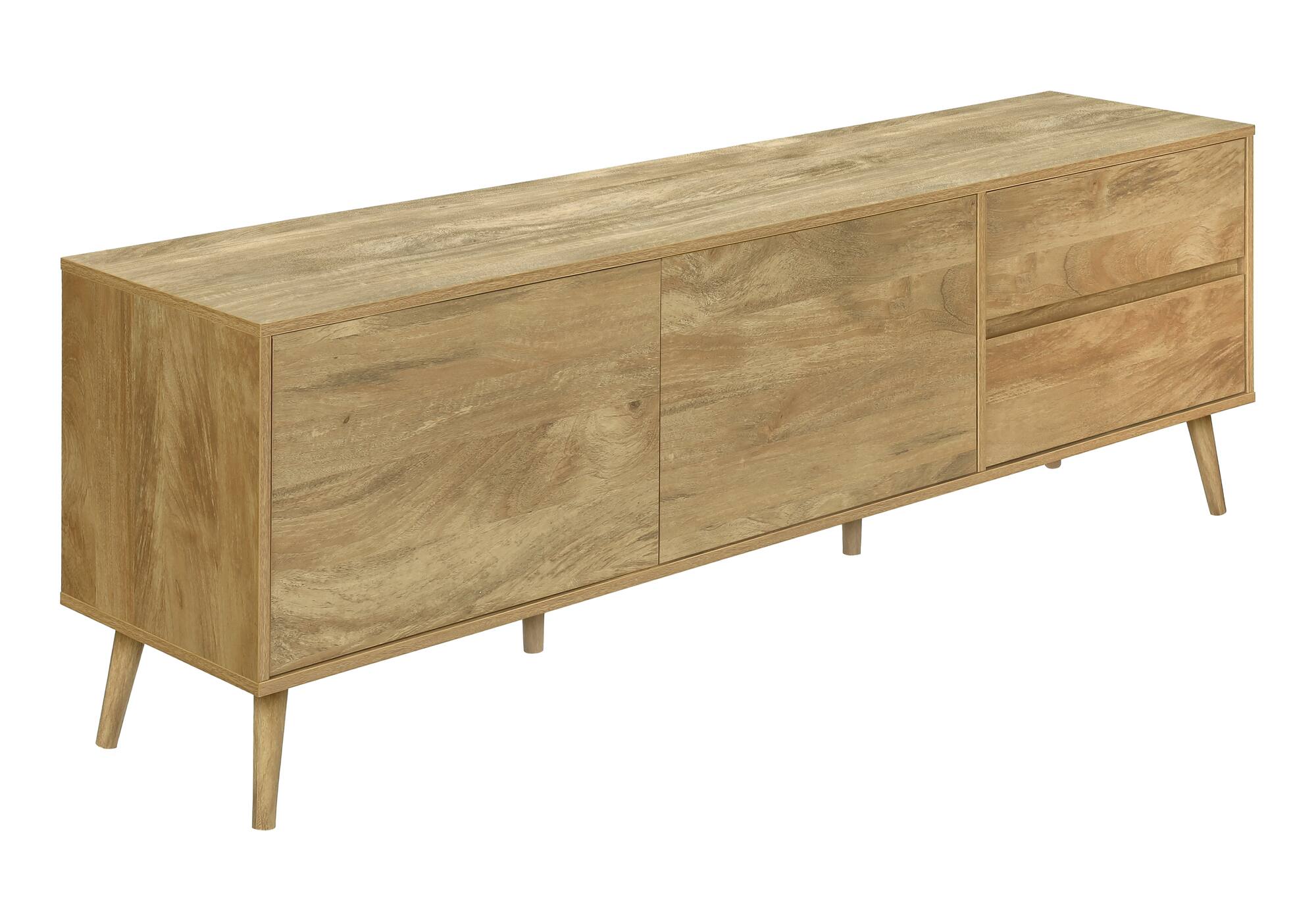 Back. APRILSOUL - Tv Stand 72 Inch Console Media Storage Drawers Walnut Laminate Mid Century - White.