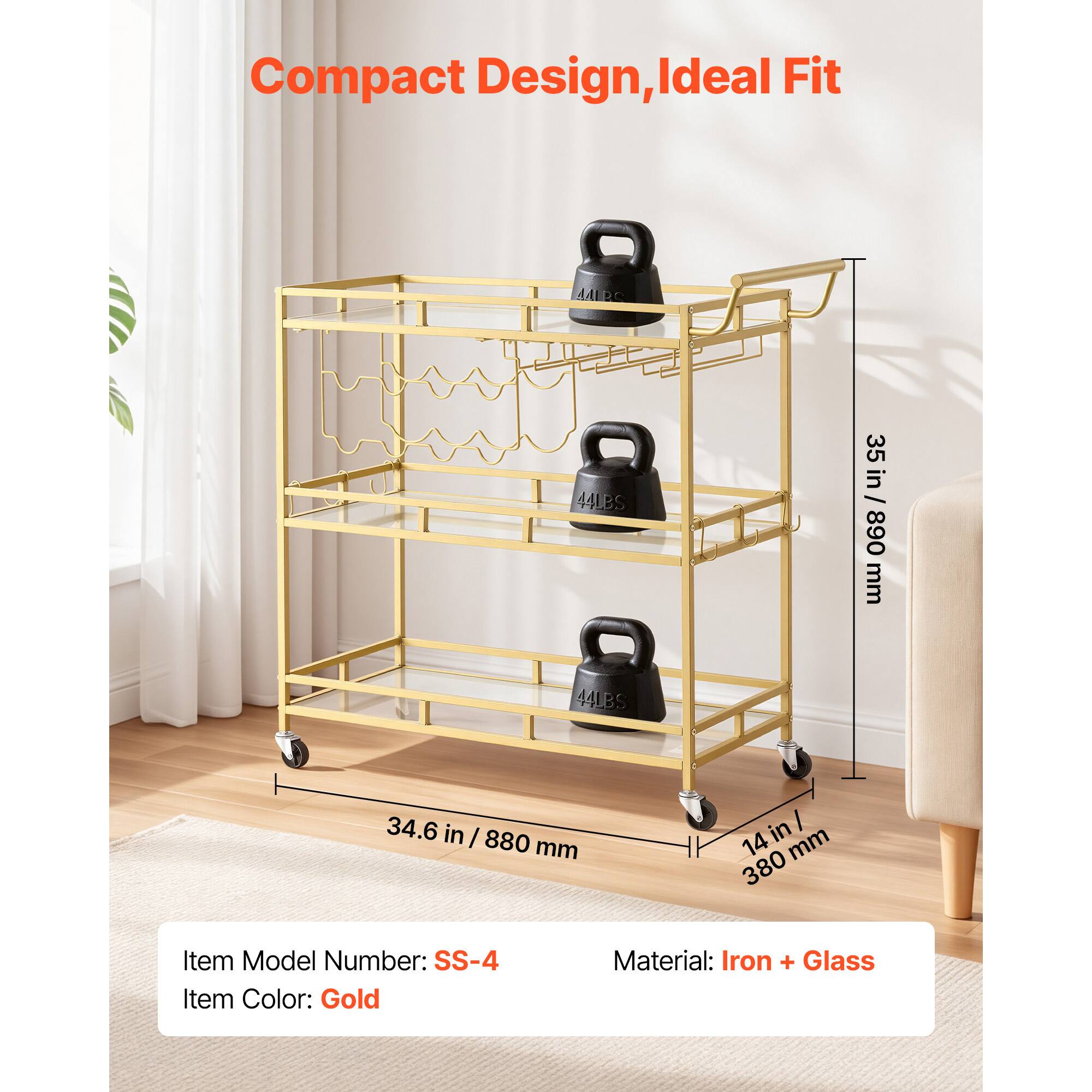 Compact Design, Ideal Fit

AAEDE 44LBS 35 in / 890 mm  
44LBS 34.6 in / 880 mm  
14 in / 380 mm

Item Model Number: SS-4  
Item Color: Gold  
Material: Iron + Glass