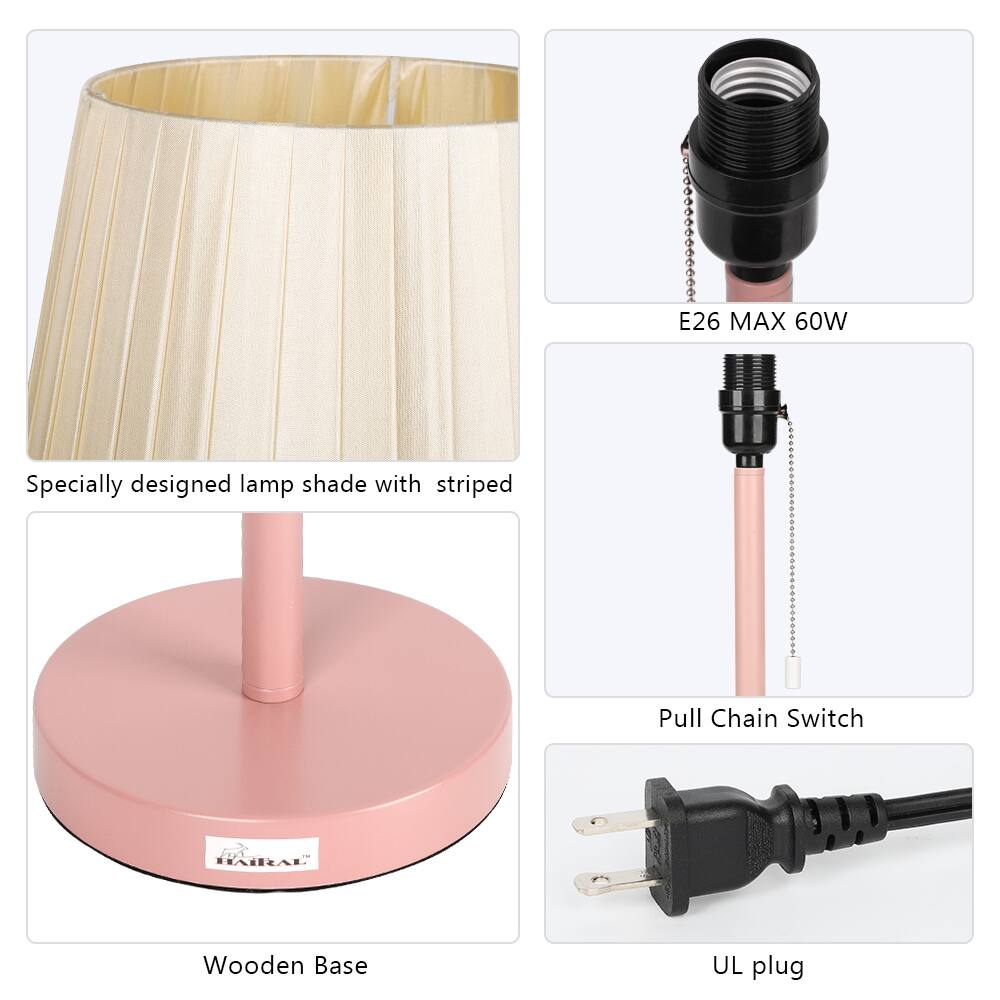 E26 MAX 60W  
Specially designed lamp shade with striped  
Pull Chain Switch  
Wooden Base  
UL plug