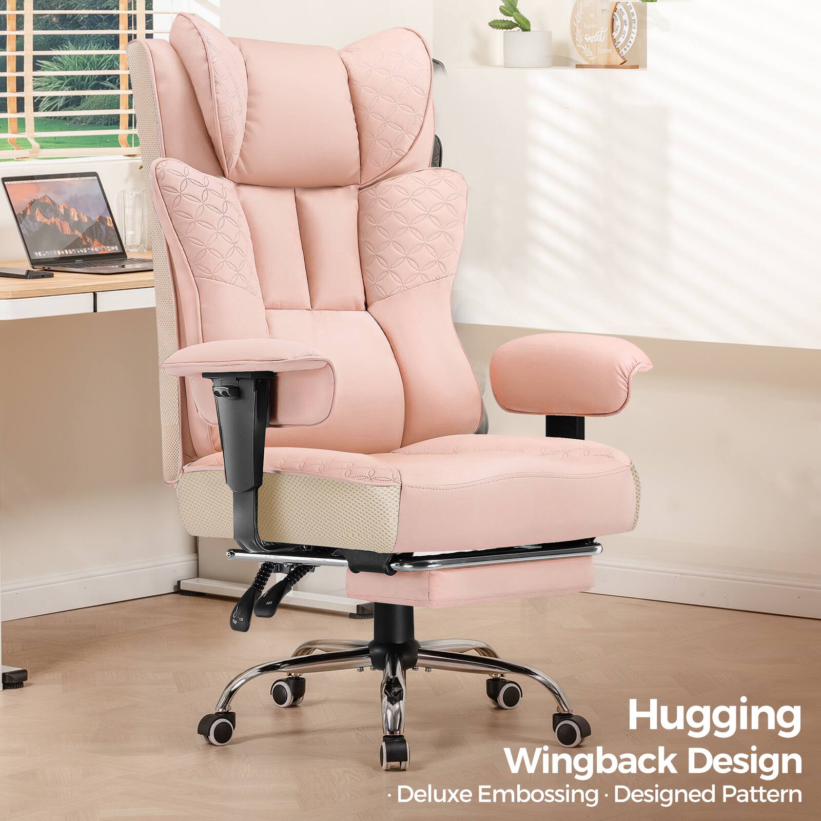 Hugging Wingback Design  
Deluxe Embossing • Designed Pattern