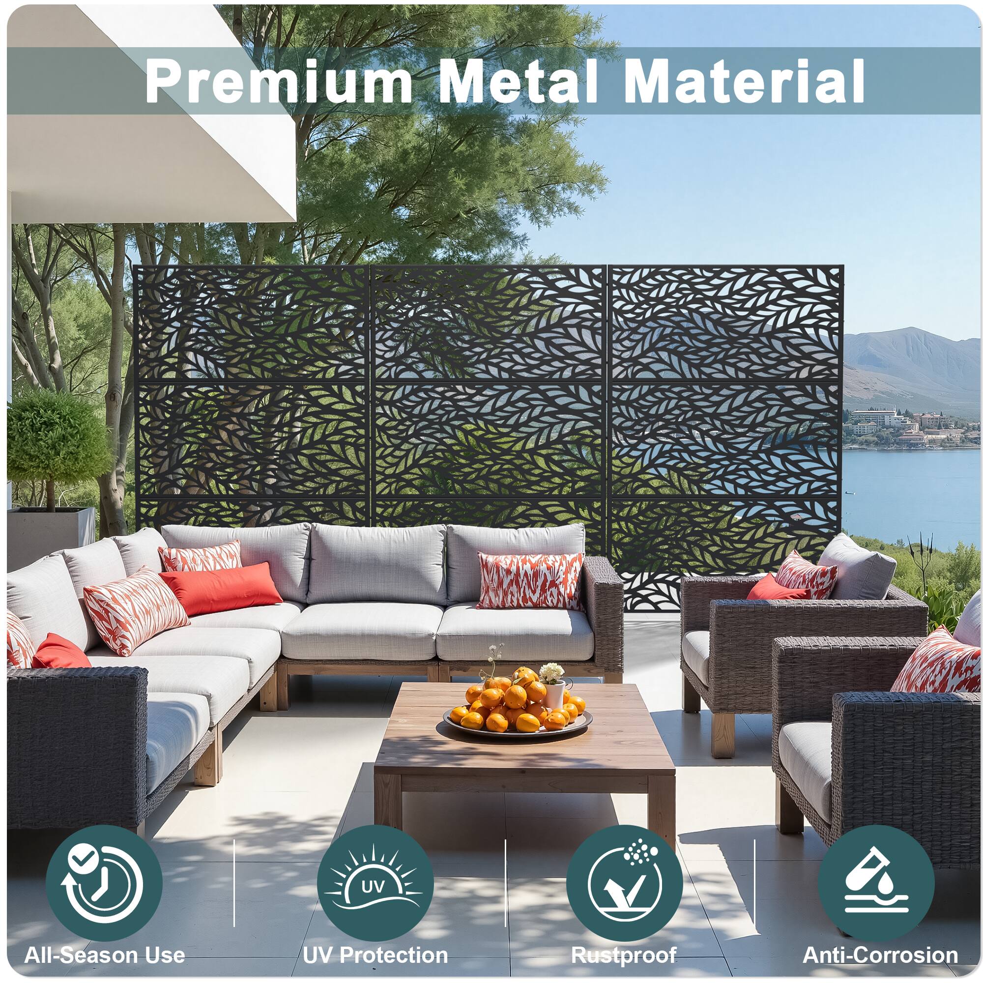 Premium Metal Material

- All-Season Use
- UV Protection
- Rustproof
- Anti-Corrosion