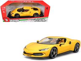 Ferrari 296 GTB "Race + Play" Series 1/18 Diecast Model Car by Bburago - Yellow