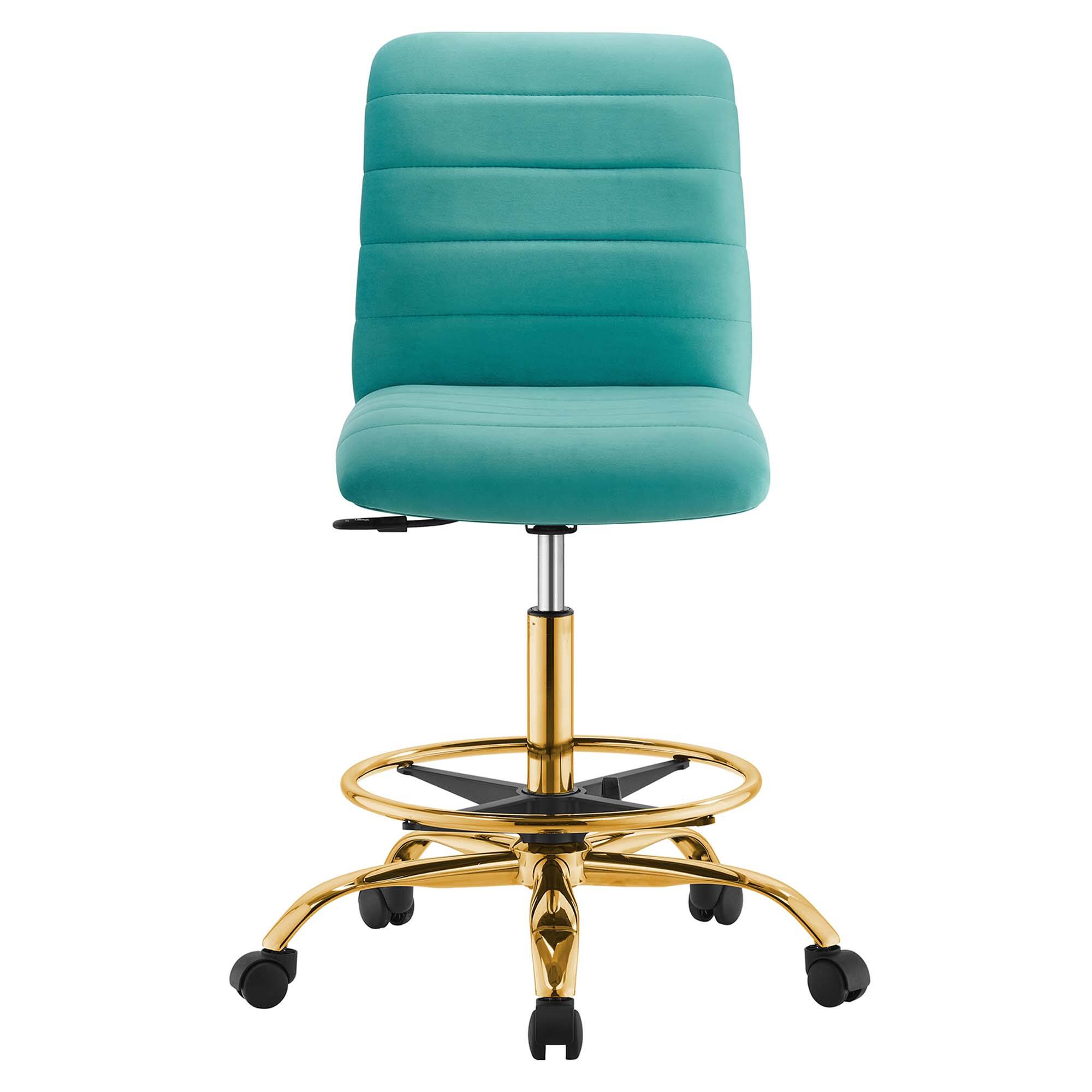 Alt View 1. Modway - Ripple Armless Performance Velvet Drafting Chair by Modway - Blue.
