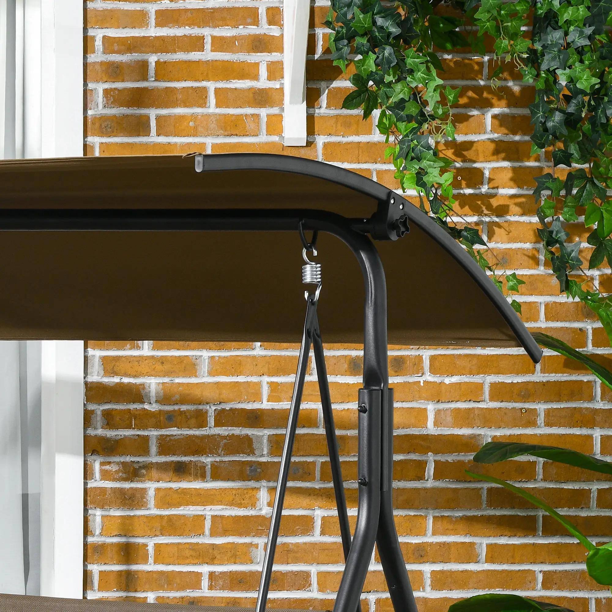 Alt View 5. Spaco - Spaco 3-Person Patio Swing with Stand, Adjustable Tilt Canopy, Cozy Bench - Brown.