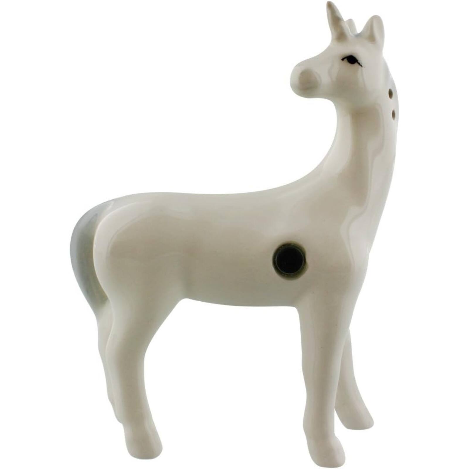 Left. Pacific Trading - Unicorn and Pegasus Attractives Ceramic Magnetic Salt and Pepper Shakers - White.