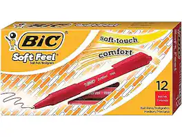 BIC - Soft Feel Retractable Ballpoint Pens, Medium Point, 12/Pack - Red Ink