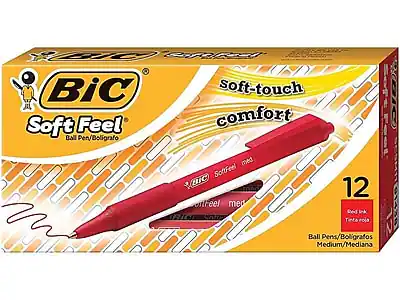 BIC Soft Feel
Ball Pen/Bolígrafo
Soft-touch Comfort
12 Ball Pens/Bolígrafos Medium/Mediana
Red Ink/Tinta roja