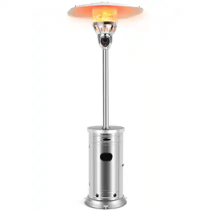 Front. SKONYON - Patio Heater Outdoor with 48000 BTU Output Stainless Steel Design for Large Areas - Silver.