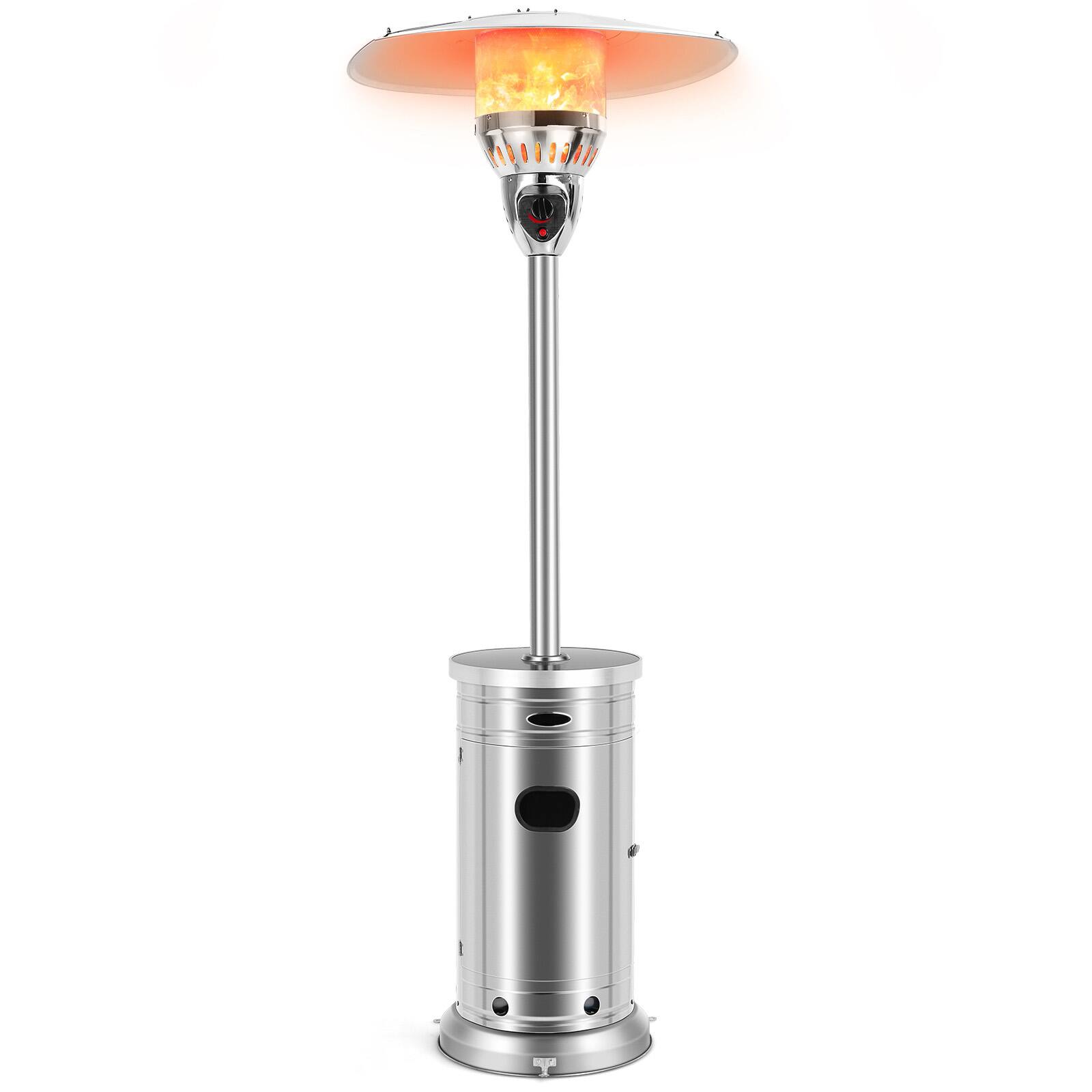 Front. SKONYON - Patio Heater Outdoor with 48000 BTU Output Stainless Steel Design for Large Areas - Silver.