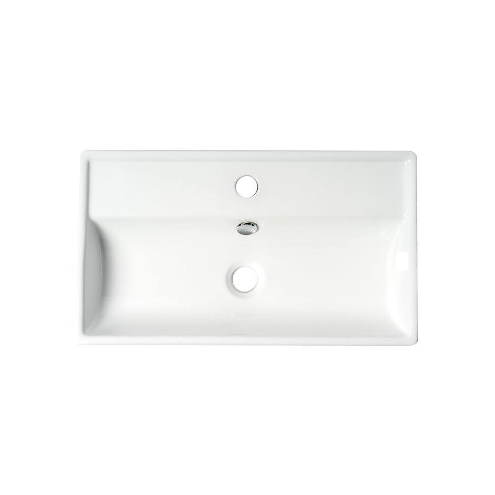 Alt View 1. Alfi - White 22" Rectangular Wall Mounted Ceramic Sink with Faucet Hole - White.