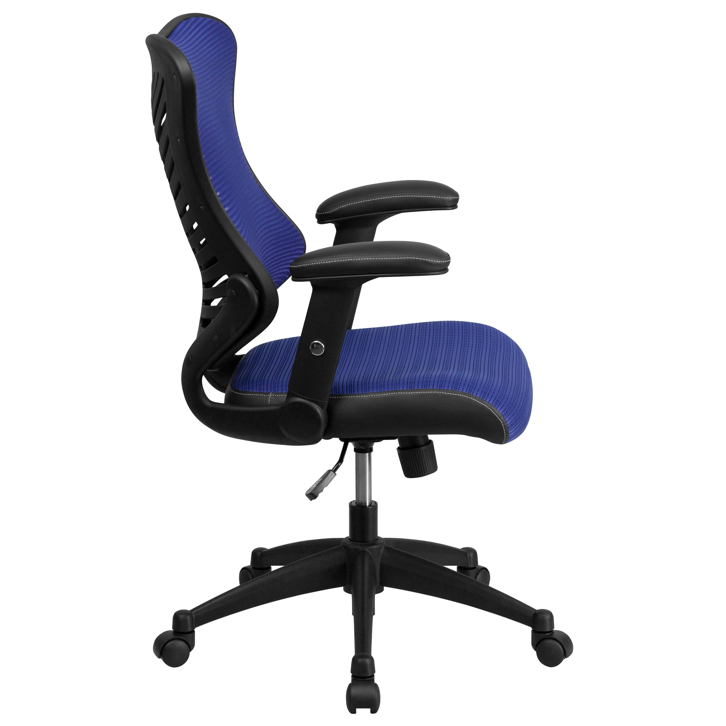 Alt View 6. Emma + Oliver - High Back Designer Mesh Executive Ergonomic Office Chair w/ Adjustable Arms - Blue Mesh.