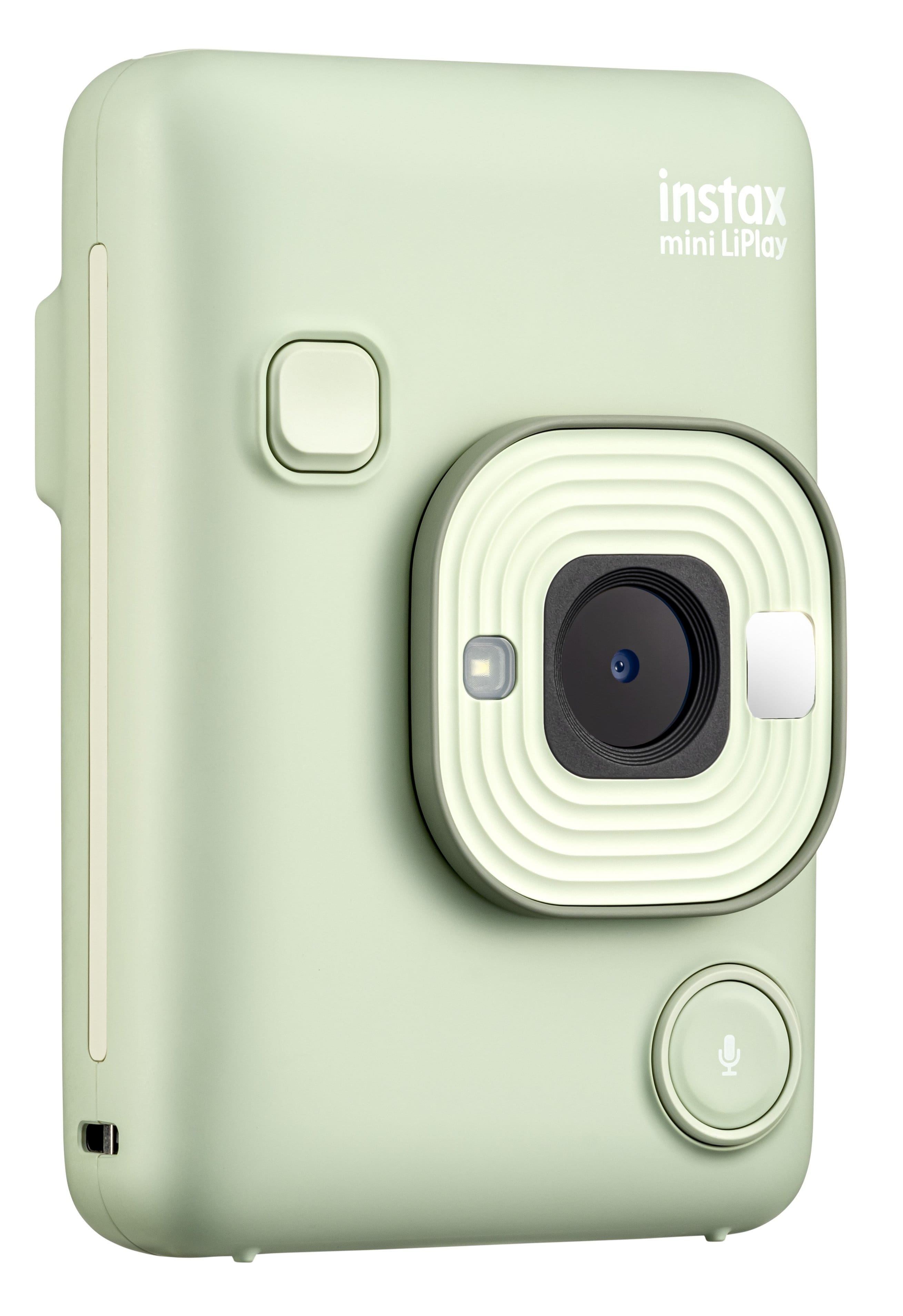 The text on the image reads "instax mini LiPlay," which is a camera that is designed to take instant photos and videos.