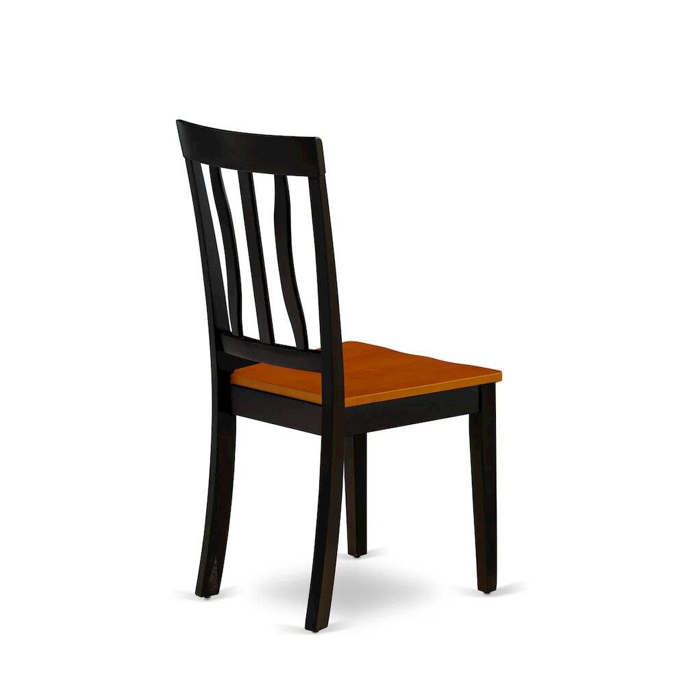 Left. East West Furniture - Antique Kitchen Dining Chairs - Slat Back Wooden Seat Chairs - Black & Cherry.