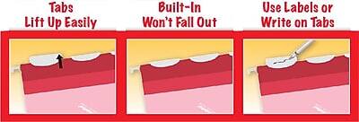 Tabs Lift Up Easily  
Built-In Won't Fall Out  
Use Labels or Write on Tabs