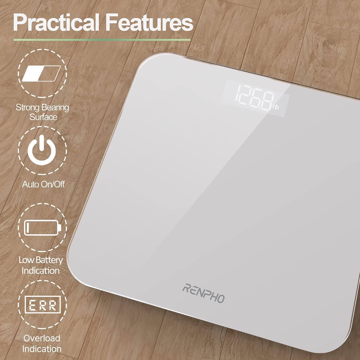 Practical Features

- Strong Bearing Surface
- Auto On/Off
- Low Battery Indication
- Overload Indication

1268 lb

RENPHO