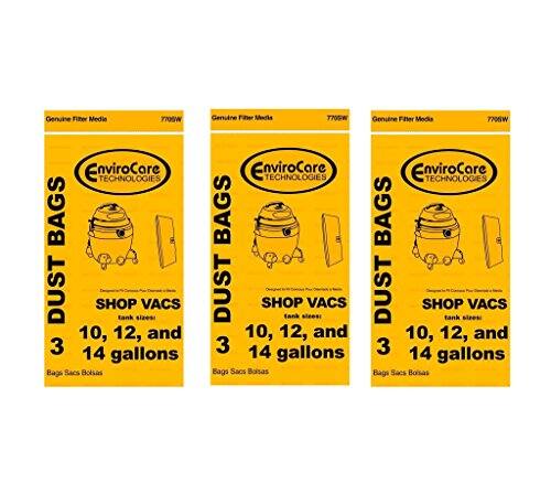 Genuine Filter Media T7W  
Genuine Filter Media T705W  
Genuine Filter Media T7W  
Genuine Filter Media T705W  

EnviroCore TECHNOLOGIES  
DUST BAGS  

SHOP VACS  
tank sizes 10, 12, and 3 1/4 gallons  
Bags Sacs Bolsas  

SHOP VACS  
tank sizes 10, 12, and 3 1/4 gallons  
Bags Sacs Bolsas  

SHOP VACS  
tank sizes 10, 12, and 3 1/4 gallons  
Bags Sacs Bolsas