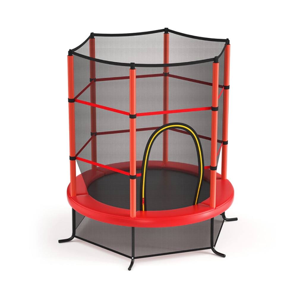 Alt View 2. Kadyn - Kids Trampoline, Outdoor Jumper,55 Inch Kids Recreational Trampoline Bouncing Jumping Mat with Enclosure Net-Red.