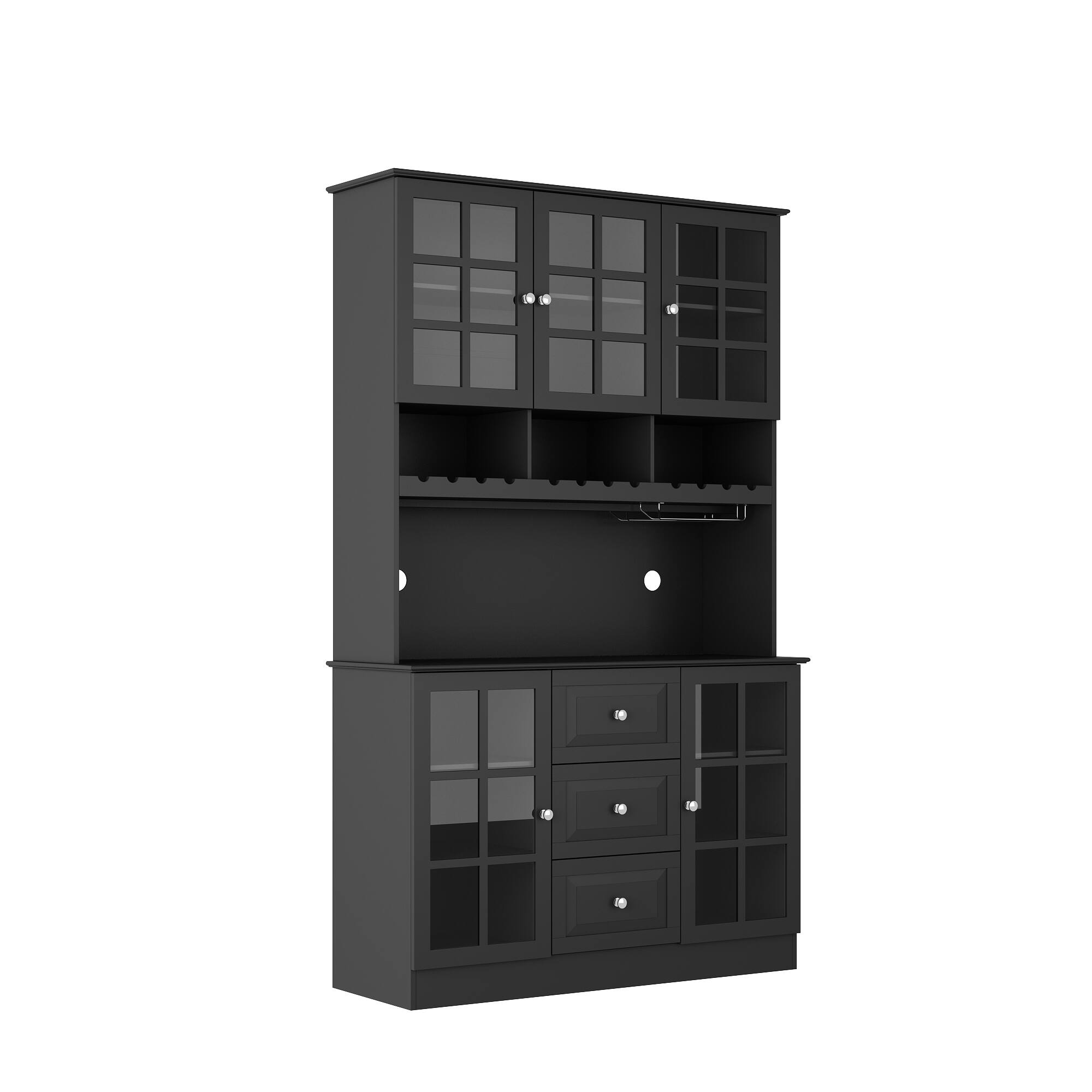 Angle. FUFU & GAGA - FUFU&GAGA Kitchen Buffet Cabinet All - In - One Storage for Dining & Pantry - Black.