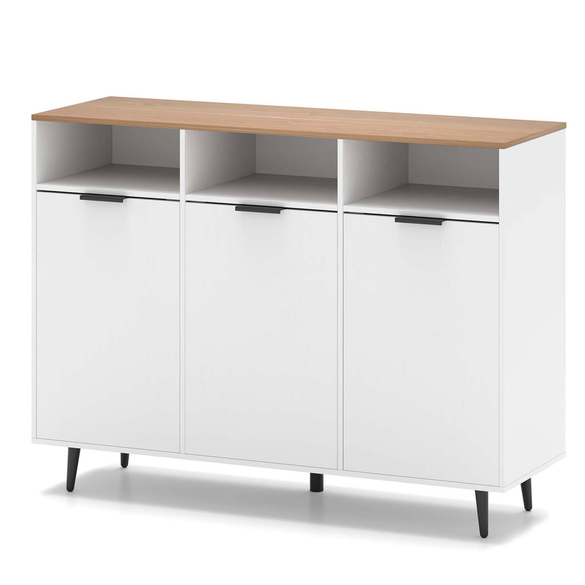 Alt View 1. Costway - Buffet Sideboard with 3 Open Compartments 3 Doors 5-Posistion Adjustable Shelves - White.