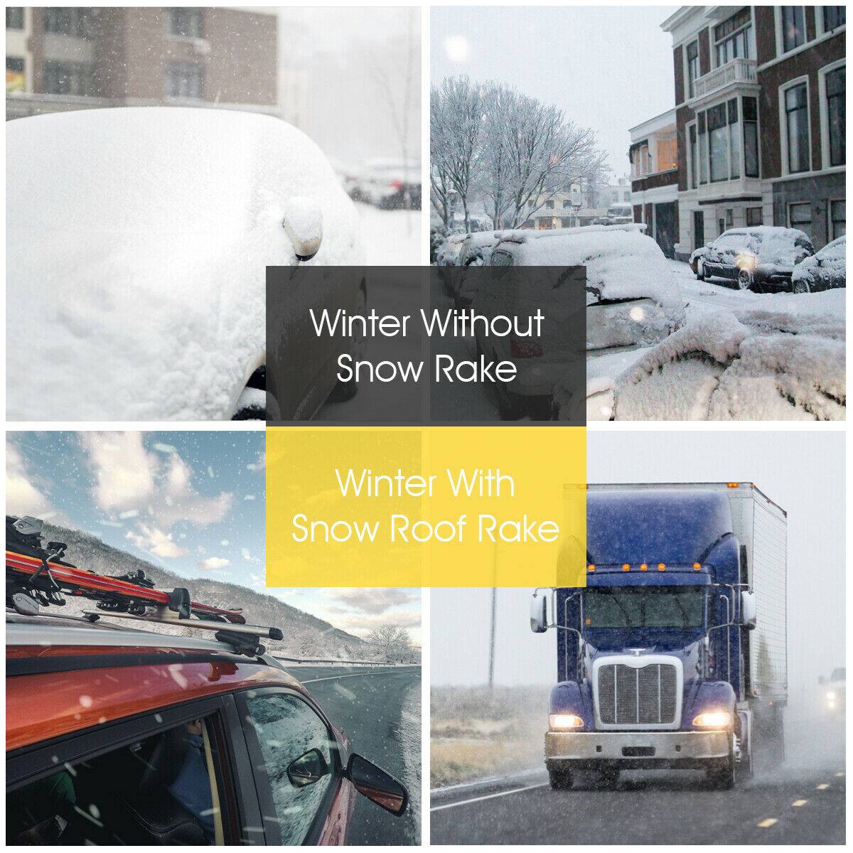 The text on the image is grouped as follows:

1. Winter Without Snow Rake
2. Winter With Snow Roof Rake