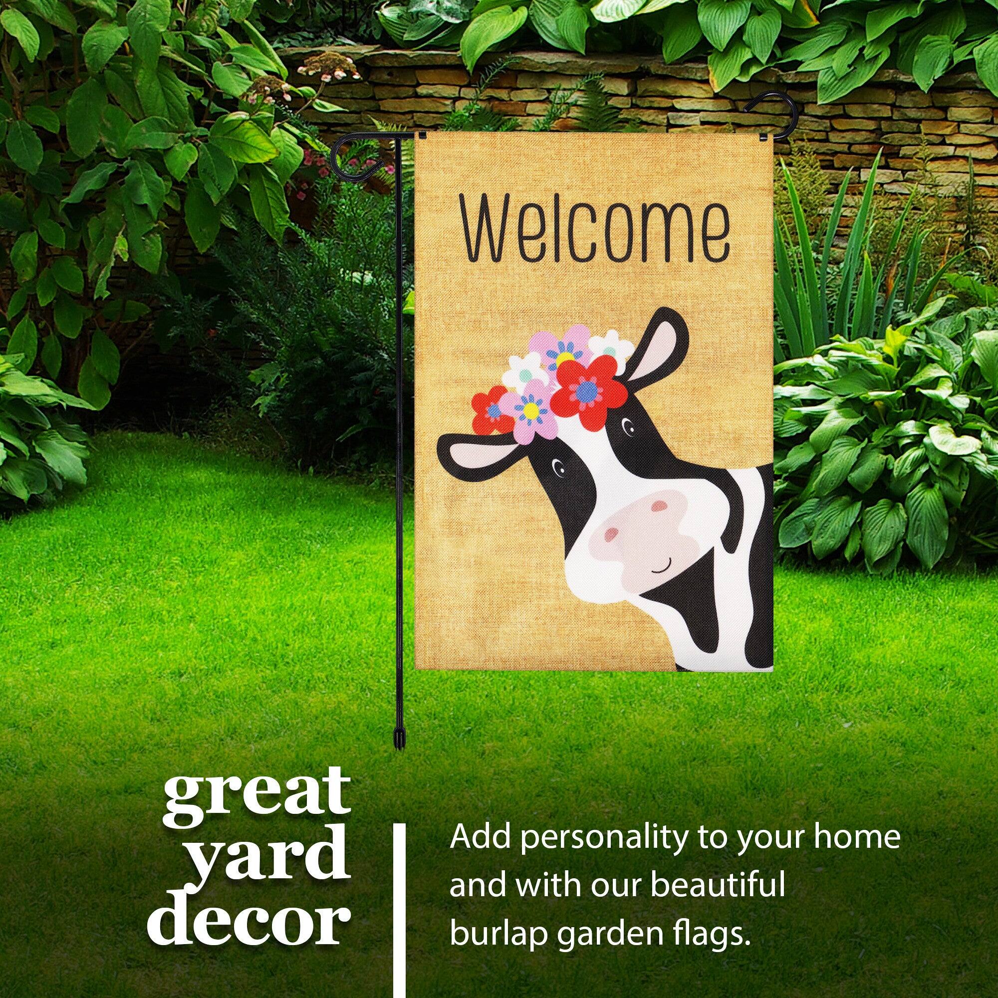 Welcome great yard decor  
Add personality to your home and with our beautiful burlap garden flags.