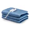Front. Costway - Costway 71 x 30 Inch Twin Size Heating Massage Table Warmer with 5 Heating Levels 8H Timer - Blue.