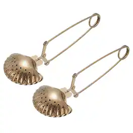 Unique Bargains - Tea Infuser Stainless Steel Loose Leaf Filter, Long Handle Strainer for Cup/Teapot, Shell Shape, 2pcs - Rose Gold