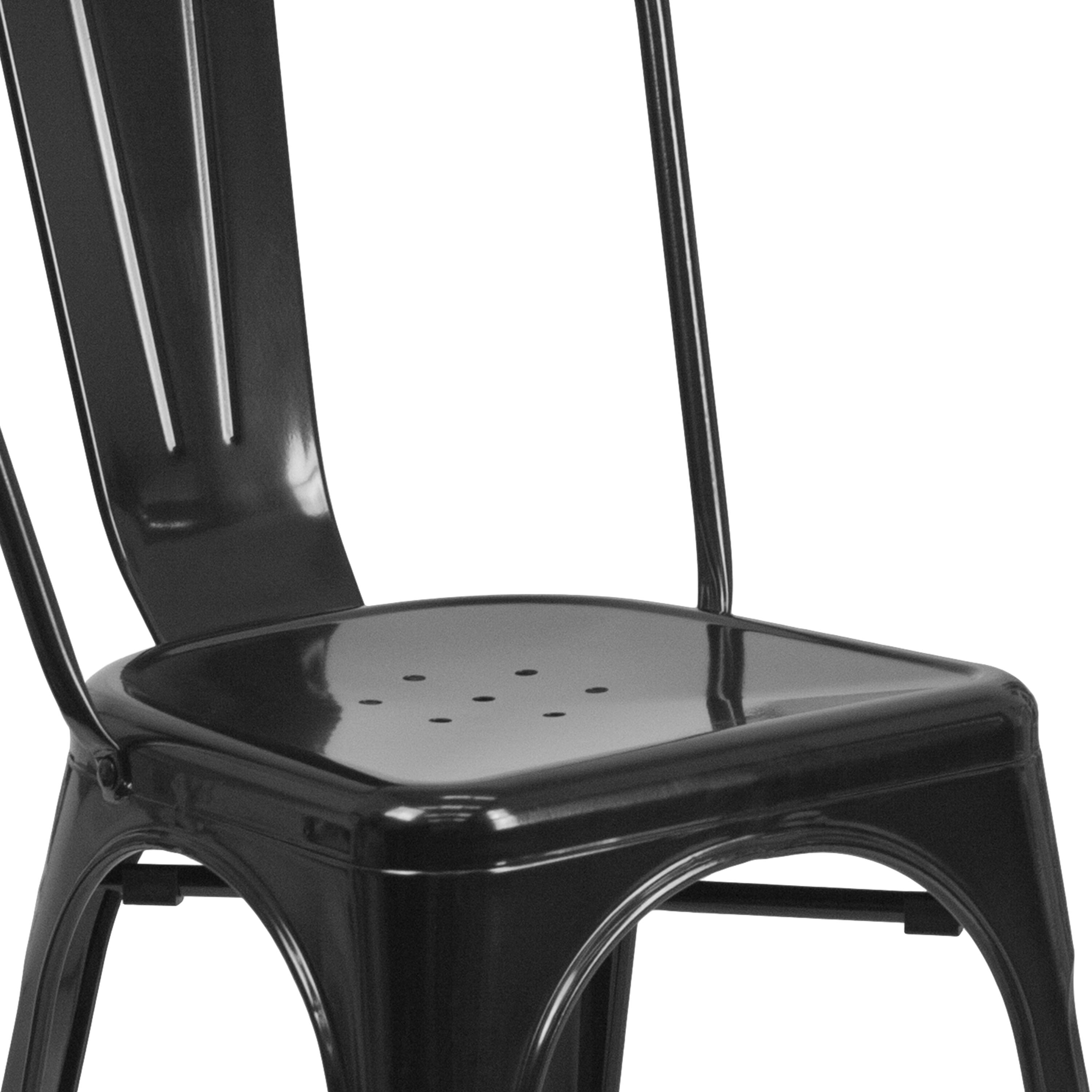 Alt View 5. Emma + Oliver - Commercial Grade 23.75" Square Metal Indoor-Outdoor Table Set w/ 2 Stack Chairs - Black.
