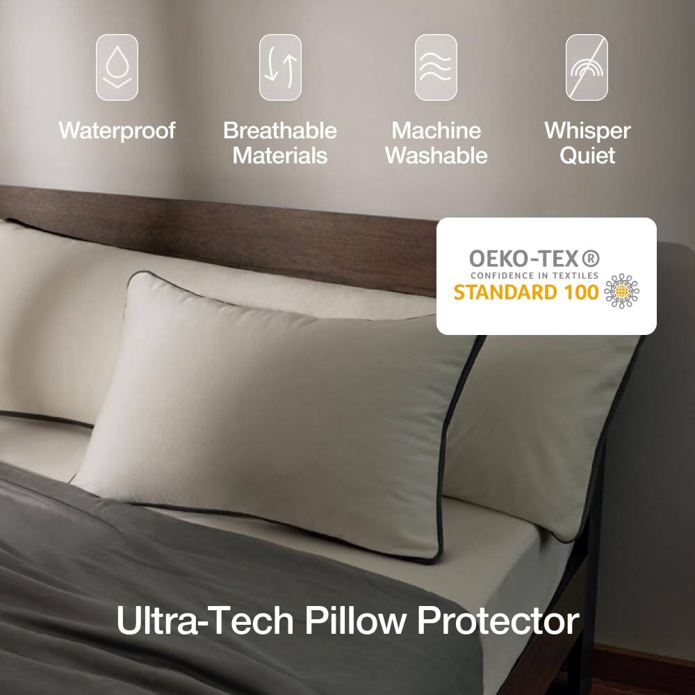 - Waterproof
- Breathable Materials
- Machine Washable
- Whisper Quiet

OEKO-TEX® CONFIDENCE IN TEXTILES STANDARD 100

Ultra-Tech Pillow Protector