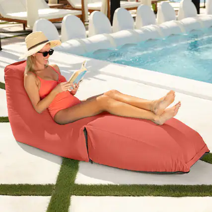 Front. Jaxx - Jaxx Prado Outdoor Chaise Lounge, Flamingo - Flamingo.