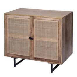 Manhattan Lane - 35 Inch Handcrafted Accent Cabinet with 2 Mesh Rattan Doors - Brown, Black
