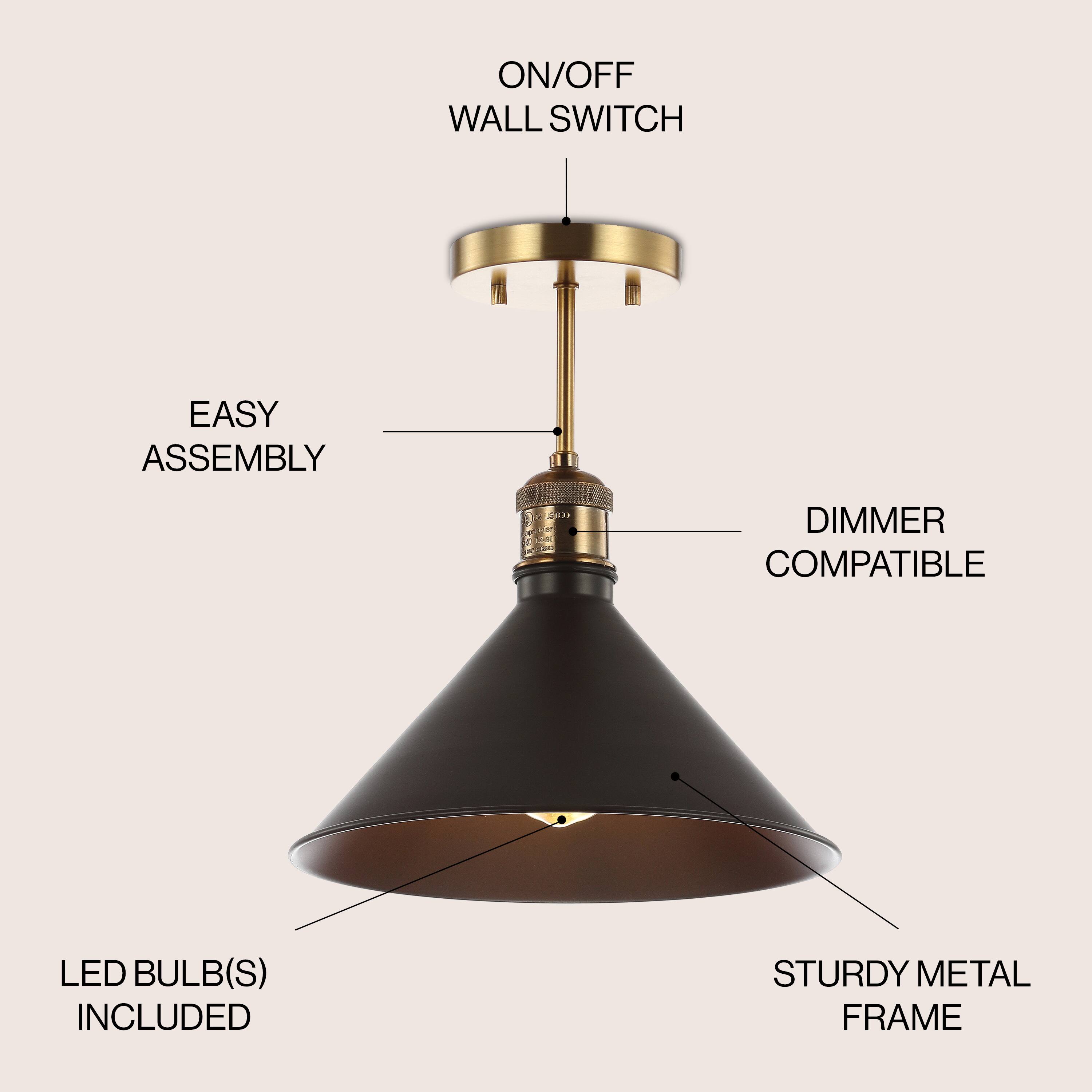 ON/OFF WALL SWITCH  
EASY ASSEMBLY  
DIMMER COMPATIBLE  
LED BULB(S) INCLUDED  
STURDY METAL FRAME