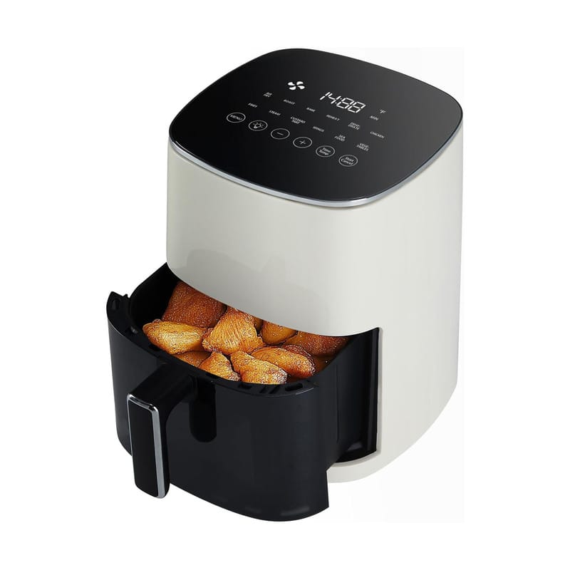 AOITUN - 6QT Square Air Fryer with Window: 12-in-1, 400°F Rapid Air, Nonstick Easy-Clean - Off-White