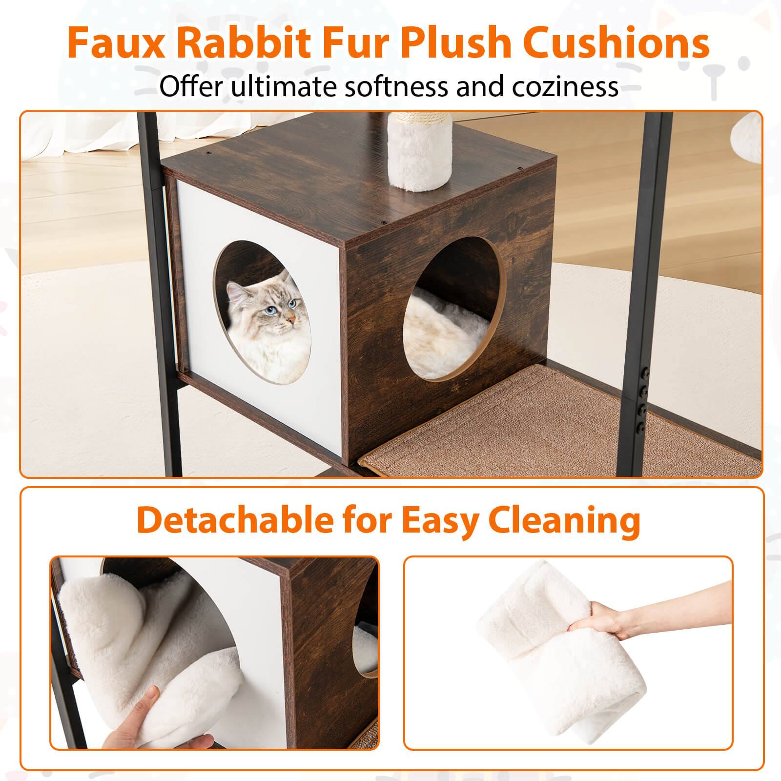 Faux Rabbit Fur Plush Cushions  
Offer ultimate softness and coziness  

Detachable for Easy Cleaning