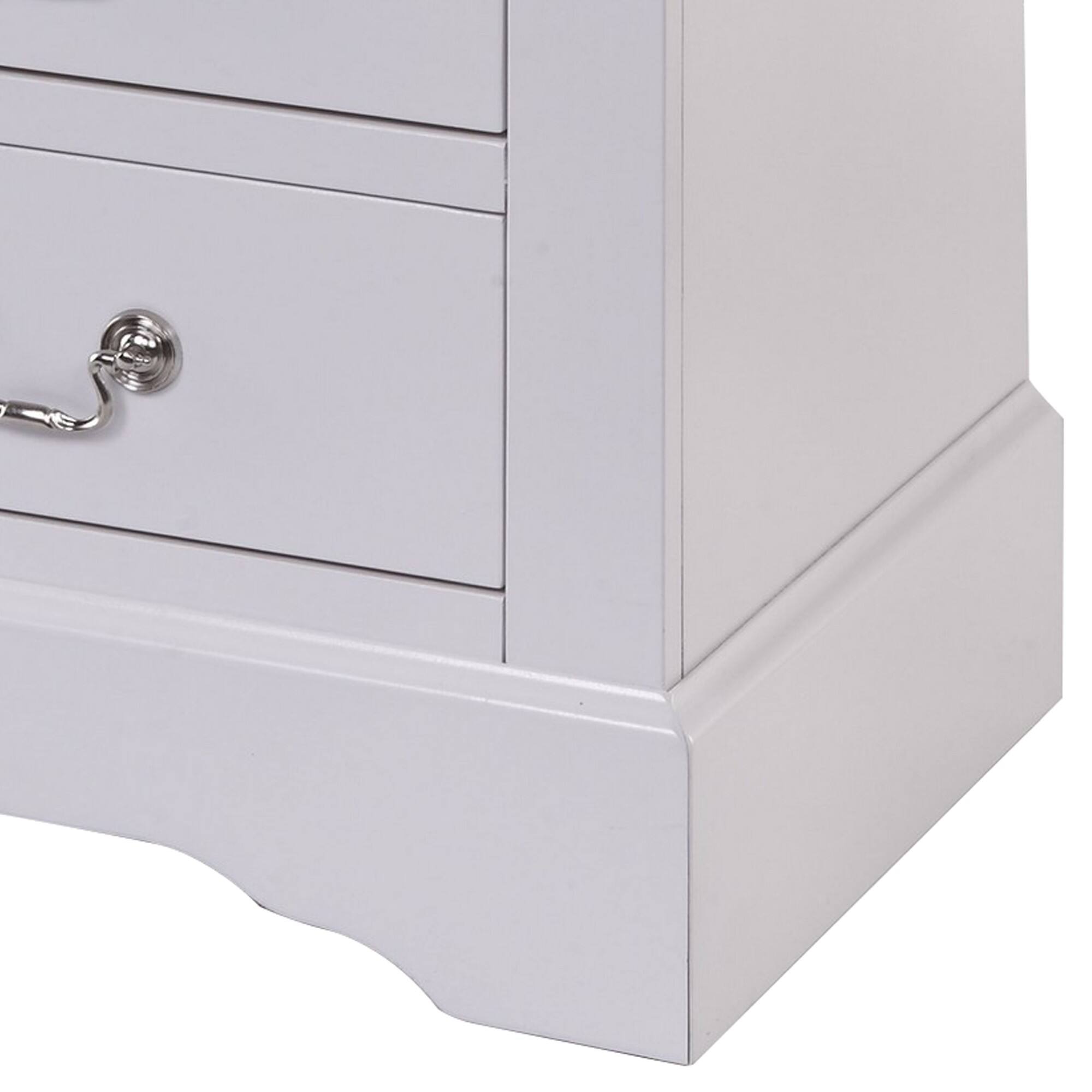 Alt View 3. Manhattan Lane - 24 Inch Modern Classic Nightstand, 2 Drawers, Drop Handles - White.