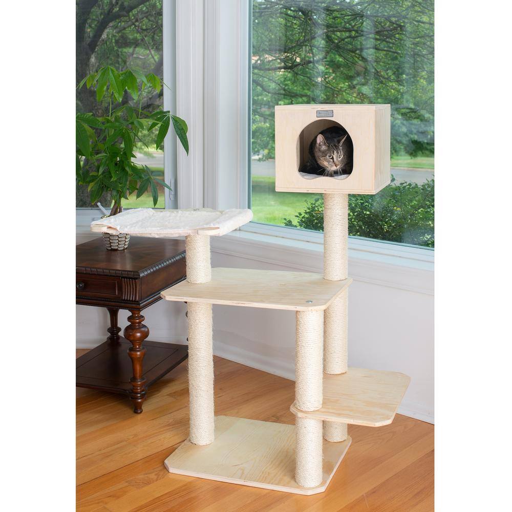Back. Armarkat - Real Wood Premium Scots Pine Solid Wood Cat Tree 50 Tall - Beige.